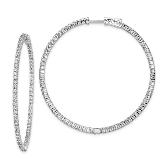 Sterling Silver CZ In/Out Hoop Earrings