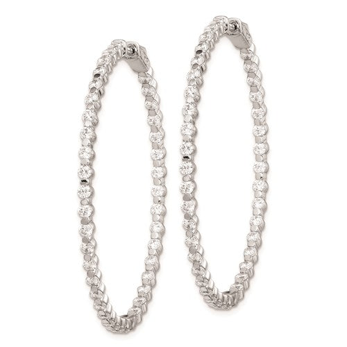 Sterling Silver CZ In/Out Hoop Earrings