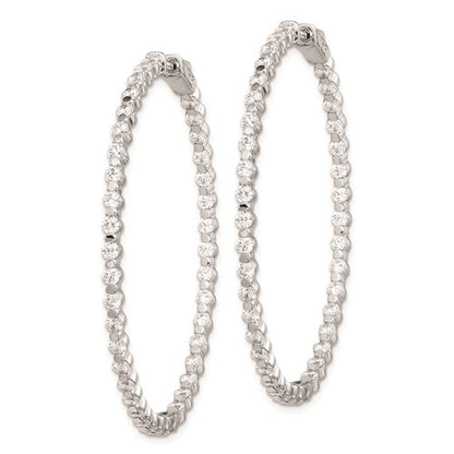 Sterling Silver CZ In/Out Hoop Earrings