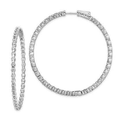 Sterling Silver CZ In/Out Hoop Earrings