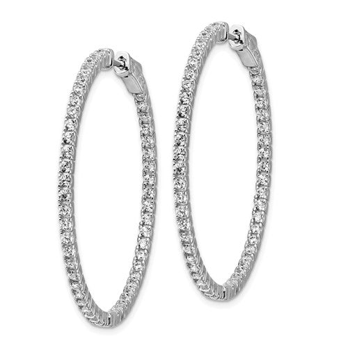 Sterling Silver CZ In/Out Hoop Earrings