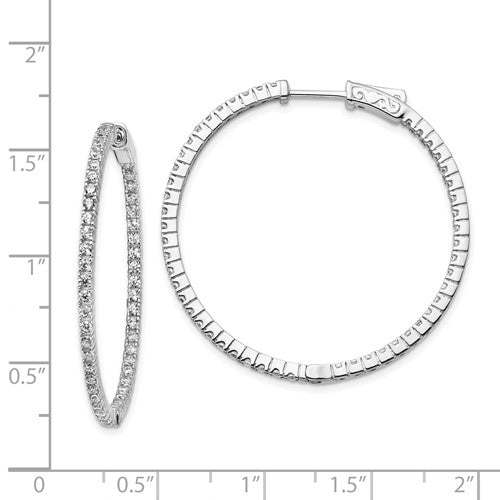 Sterling Silver CZ In/Out Hoop Earrings