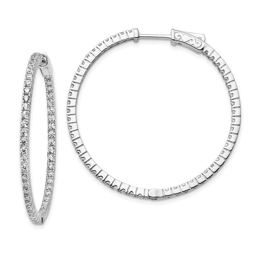 Sterling Silver CZ In/Out Hoop Earrings