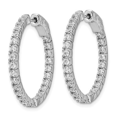 Sterling Silver CZ In/Out Hoop Earrings