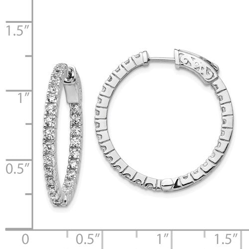 Sterling Silver CZ In/Out Hoop Earrings