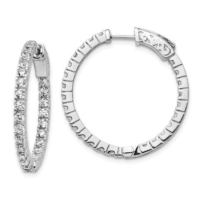 Sterling Silver CZ In/Out Hoop Earrings