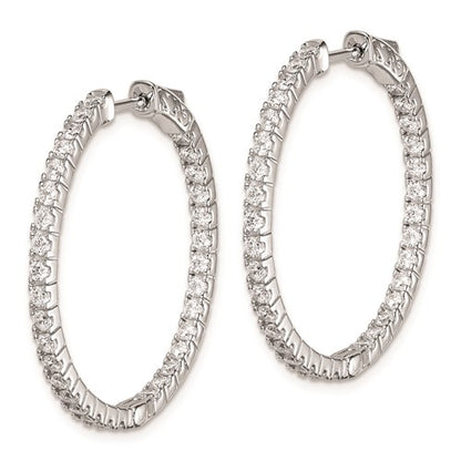 Sterling Silver CZ In/Out Hoop Earrings