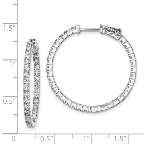 Sterling Silver CZ In/Out Hoop Earrings