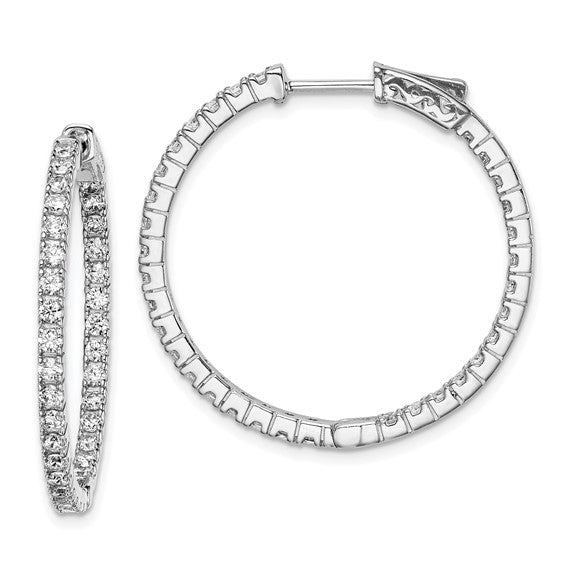 Sterling Silver CZ In/Out Hoop Earrings