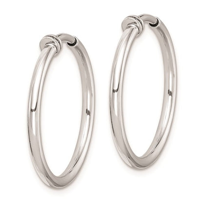 Sterling Silver Non-Pierced Polished Hoop Earrings 2.00 mm