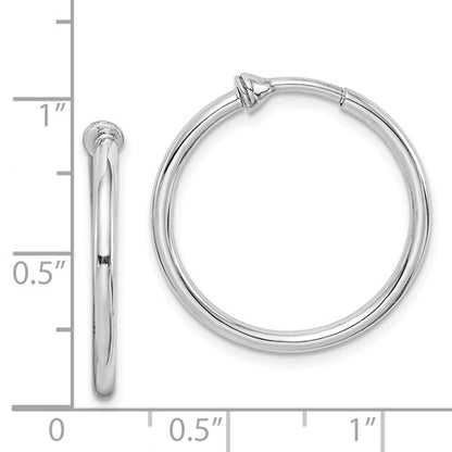 Sterling Silver Non-Pierced Polished Hoop Earrings 2.00 mm