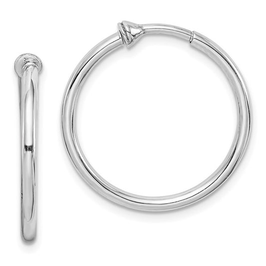 Sterling Silver Non-Pierced Polished Hoop Earrings 2.00 mm