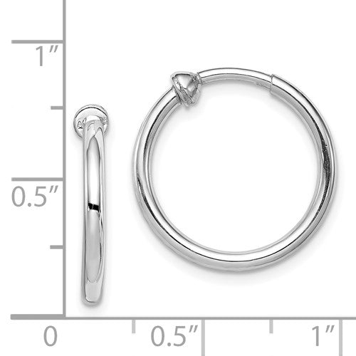 Sterling Silver Non-Pierced Polished Hoop Earrings 2.00 mm