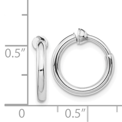 Sterling Silver Non-Pierced Polished Hoop Earrings 2.00 mm