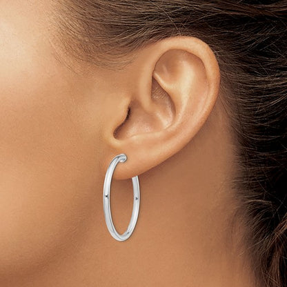 Sterling Silver Non-Pierced Polished Hoop Earrings 2.50 mm