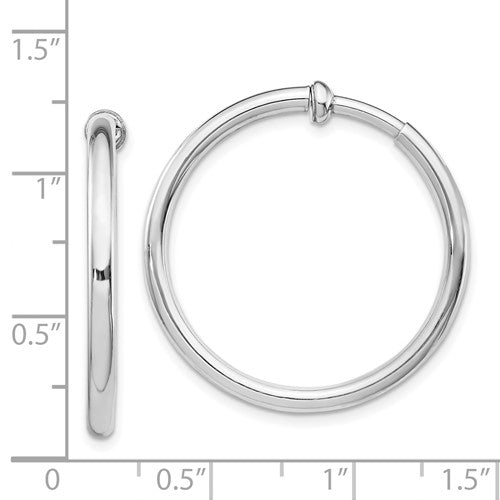 Sterling Silver Non-Pierced Polished Hoop Earrings 2.50 mm