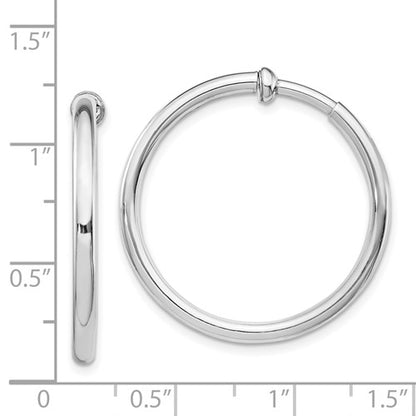 Sterling Silver Non-Pierced Polished Hoop Earrings 2.50 mm