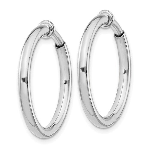 Sterling Silver Non-Pierced Polished Hoop Earrings 2.50 mm