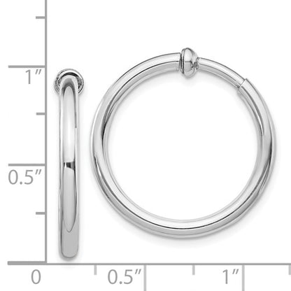 Sterling Silver Non-Pierced Polished Hoop Earrings 2.50 mm