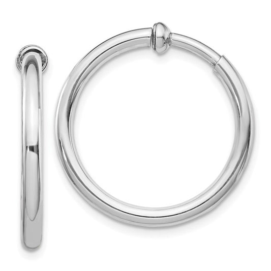 Sterling Silver Non-Pierced Polished Hoop Earrings 2.50 mm