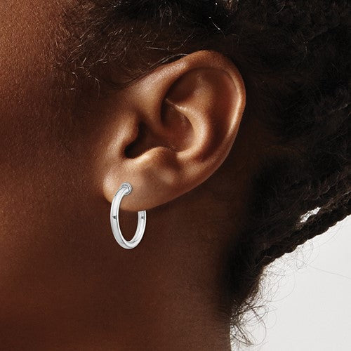 Sterling Silver Non-Pierced Polished Hoop Earrings 2.50 mm