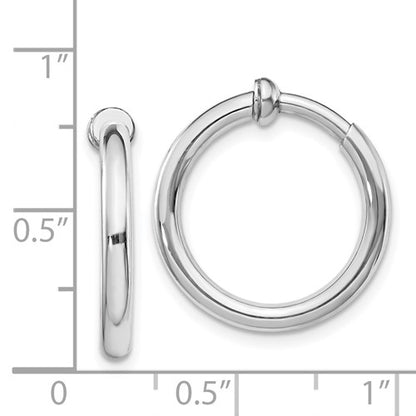 Sterling Silver Non-Pierced Polished Hoop Earrings 2.50 mm