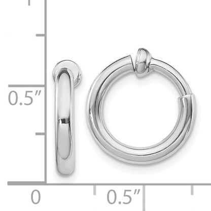 Sterling Silver Non-Pierced Polished Hoop Earrings 2.50 mm