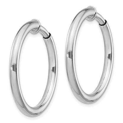 Sterling Silver Non-Pierced Polished Hoop Earrings 3.00 mm