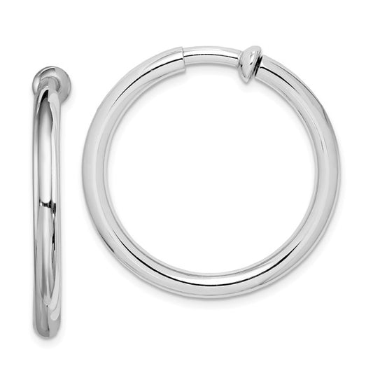 Sterling Silver Non-Pierced Polished Hoop Earrings 3.00 mm