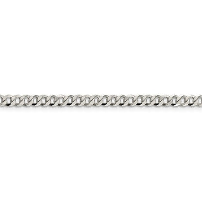 Sterling Silver Rhodium-Plated Beveled Cuban Link Chains - 4.00 mm