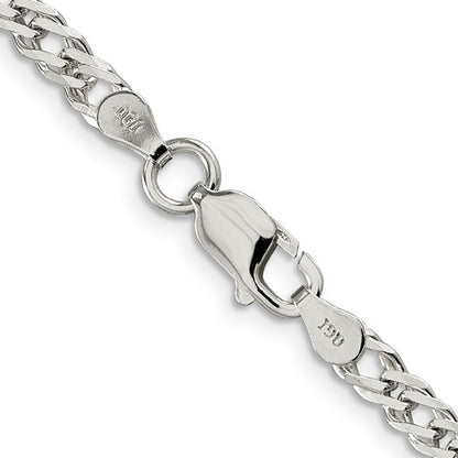 Sterling Silver Rhodium-Plated Beveled Cuban Link Chains - 4.00 mm