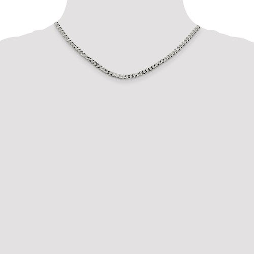 Sterling Silver Rhodium-Plated Beveled Cuban Link Chains - 4.00 mm