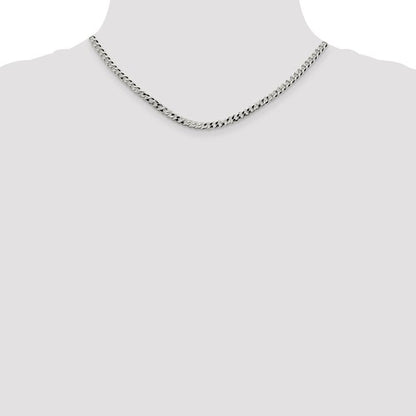 Sterling Silver Rhodium-Plated Beveled Cuban Link Chains - 4.00 mm