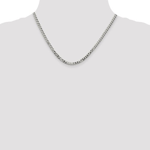 Sterling Silver Rhodium-Plated Beveled Cuban Link Chains - 4.00 mm