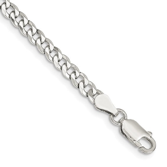 Sterling Silver Rhodium-Plated Beveled Cuban Link Chains - 4.00 mm