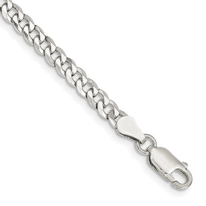 Sterling Silver Rhodium-Plated Beveled Cuban Link Chains - 4.00 mm