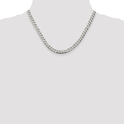 Sterling Silver Beveled Cuban Link Chains 6.00 mm