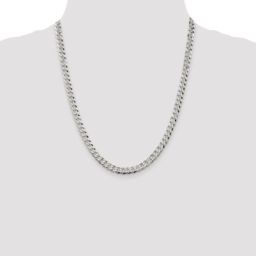 Sterling Silver Beveled Cuban Link Chains 6.00 mm