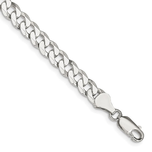 Sterling Silver Beveled Cuban Link Bracelets 6.00 mm
