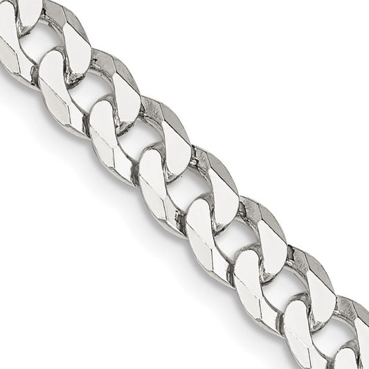 Sterling Silver Beveled Cuban Link Chains 6.00 mm