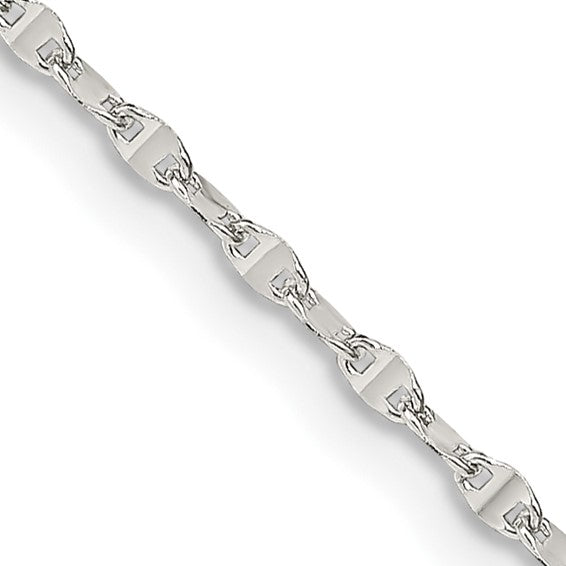 Sterling Silver Fancy Wave Flat Link Chain 1.75 mm