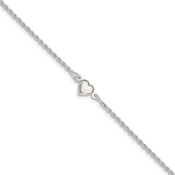 Sterling Silver Heart Anklet