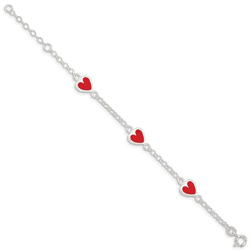 Sterling Silver Children's Enameled Heart Bracelet