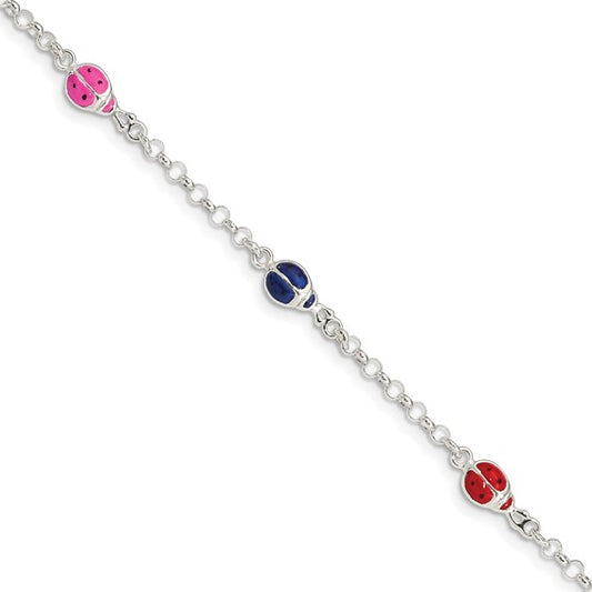 Sterling Silver Children's Ladybug Bracelet