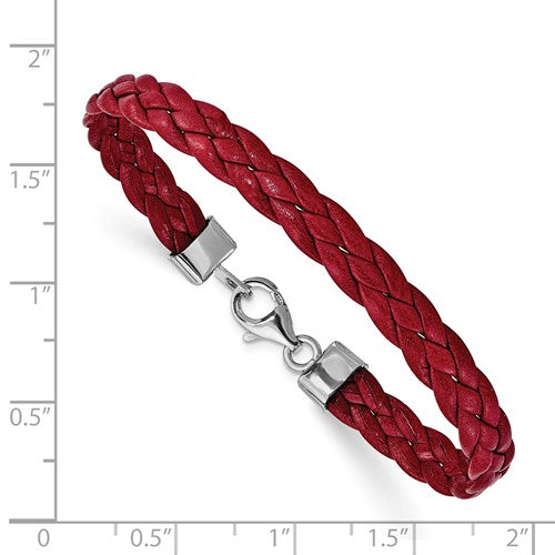 Sterling Silver Braided Leather Bracelet