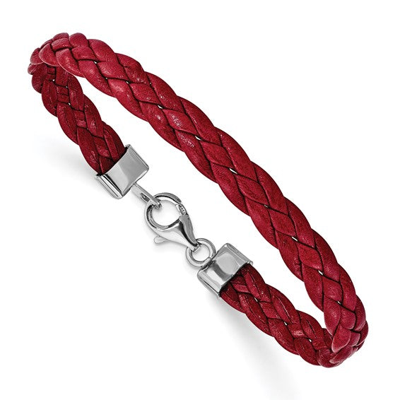 Sterling Silver Braided Leather Bracelet