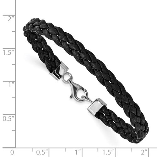 Sterling Silver Braided Leather Bracelet