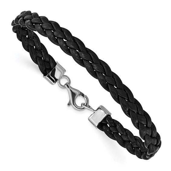 Sterling Silver Braided Leather Bracelet