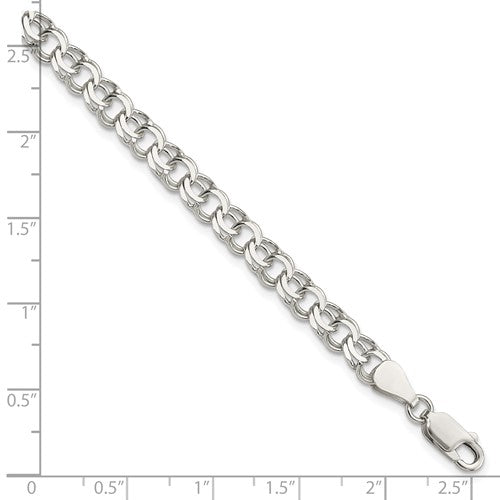 Sterling Silver Women's 6mm Double Link Charm Bracelet