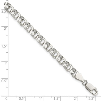 Sterling Silver Women's 6mm Double Link Charm Bracelet